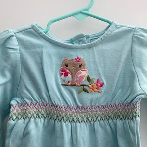 6-12 *vintage* Gymboree owl one piece outfit with rainbow colored smocking NOS